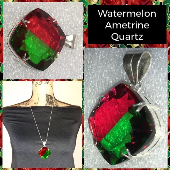 Watermelon Ametrine Quartz Huge Handmade Pendant - Picture 2 of 6